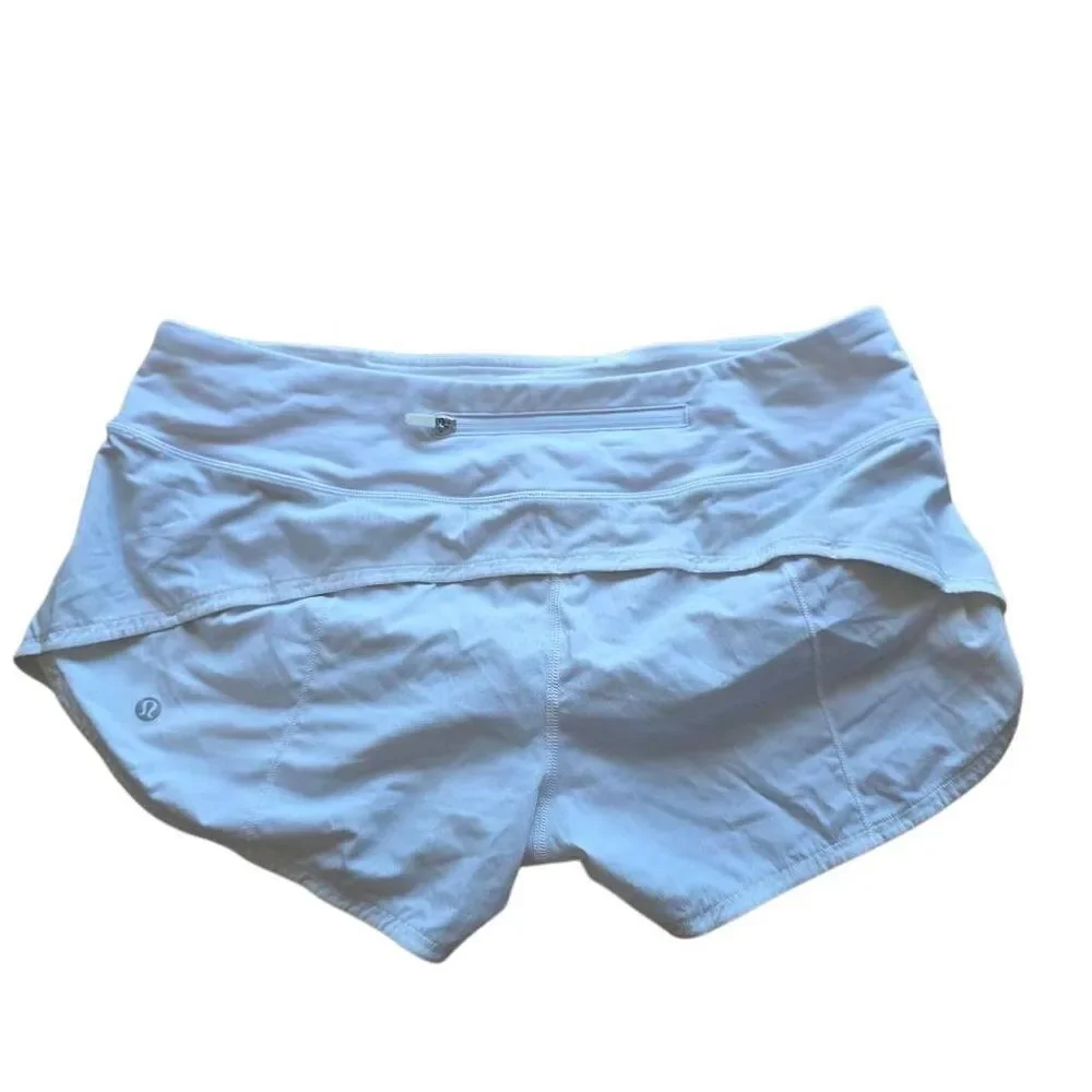 Lululemon womens Sz 8 white speed up Running shorts graphic printed